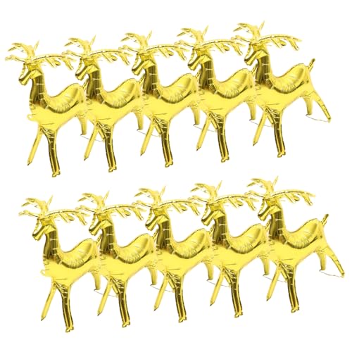 VICASKY 10 Stück Metallic Goldene Rentier Luftballons Aluminiumfolie Xmas Party Deko Wiederverwendbar Foto Requisite für Wand Decke Tisch von VICASKY