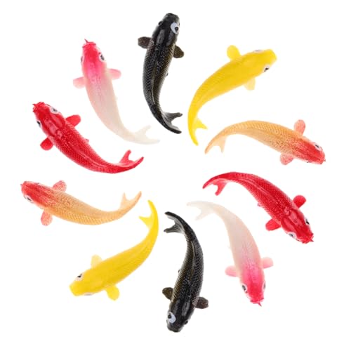 VICASKY 10 Stück Teiliges Mini Koi Fisch Resin Figuren Realistische Aquarium Dekoration Langlebig für DIY Deko Party von VICASKY