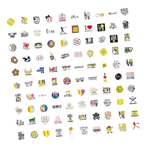 VICASKY 100 Stück Baseball Softball Sticker aus Vinyl Selbstklebend Wasserfest Stylische Graffiti Aufkleber für Laptop Gepäck Skateboard Geeignet für Jugendliche und Erwachsene von VICASKY