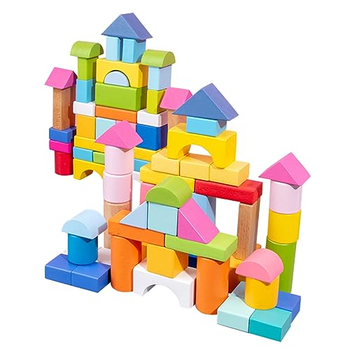 VICASKY 100 Stück Blöcke Pädagogisches entwicklung Kreativspielzeug holzkit holzbausatz Bildungsspielzeug Bausteine holzbaustein Holzklötze für Kleinkinder hölzern von VICASKY