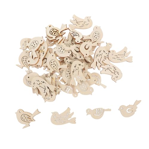 VICASKY 100 Stück DIY Holz Vogel Anhänger aus Naturholz Stabile Unbehandelte Holzscheiben für Bastelprojekte Kreative Handgefertigte Vogel Ornamente für Wohn Dekoration von VICASKY