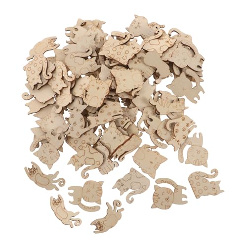 VICASKY 100 Stück DIY Holzdekoration Unfertige Holzschnitte Tiere Bastelmaterial zum Malen für Kinderpartys und Kreative Projekte von VICASKY