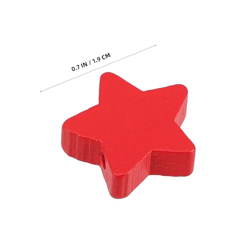 VICASKY 100 Stück Holzsternperlen Rot Patriotische DIY Bastelperlen Fünfzackige Sternform Für Schmuckherstellung Armbänder Halsketten Und Unabhängigkeitstag Dekorationen von VICASKY