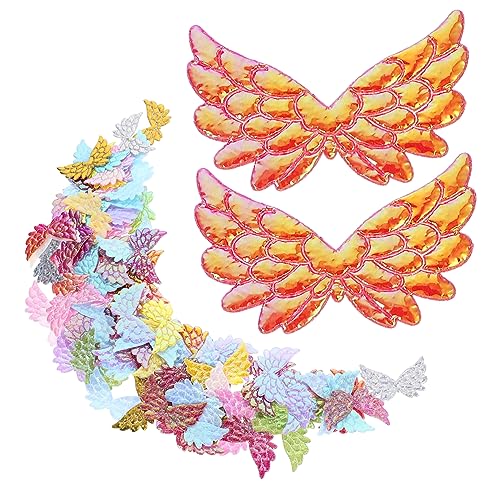 VICASKY 100 Stück Mini Engel Flügel Stoffapplikationen DIY Mehrzweck Kleidungsdekor Kopfschmuck Kostüm Verzierung zum Aufnähen oder Aufkleben für Kleidung Taschen Bastelprojekte von VICASKY