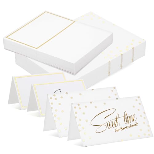 VICASKY 100 Stück Teiliges Tischkarten für Hochzeit und Party Stilvolle Platzkarten aus Robustem Papier mit Goldprägung Vielseitig Einsetzbar für Tischdekoration bei Feierlichkeiten und von VICASKY