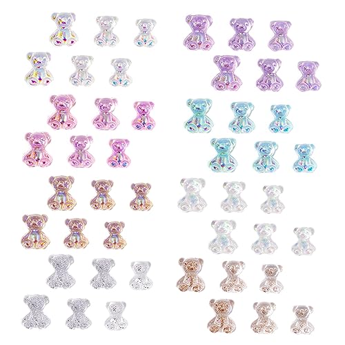 VICASKY 100 Stück Zubehör für Nagelbären Nagel Charms Nageldekorationen für Nagelkunst Charms Nagel nail art nails art nagelzubehör Maniküre-Charme Bärenabziehbilder aus Maniküreharz von VICASKY