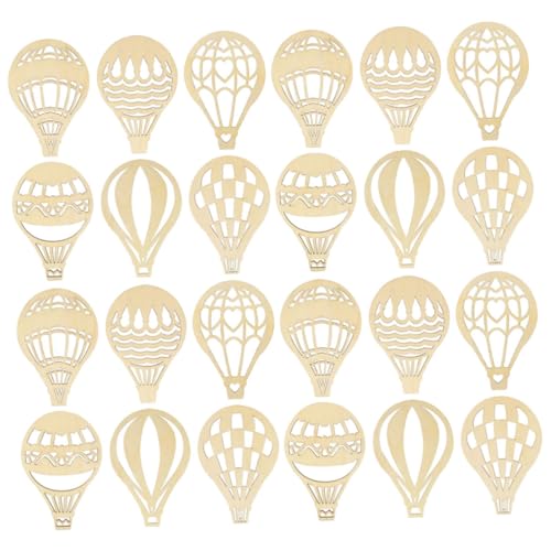VICASKY 10Satz Heißluftballon Holzornamente aus Unbehandeltem Holz Bemalbare DIY Holzscheiben für Kreative Hochzeitsdekoration und Bastelprojekte von VICASKY