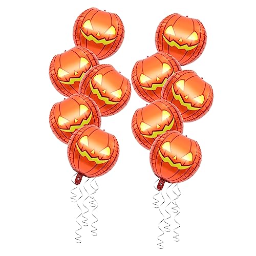 VICASKY 10Stücke Aufblasbare Kürbis Ballons Halloween Deko Folienballons für Festlichkeiten Langlebig und Fototauglich für Unvergessliche von VICASKY