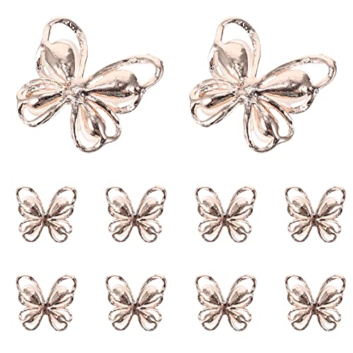 VICASKY 10Stücke Teiliges Schmetterlings Nagelschmuck mit Strasssteinen für DIY Maniküre Roségoldene Katzenaugen Nail Art Dekoration für Mädchen und Besondere Anlässe von VICASKY