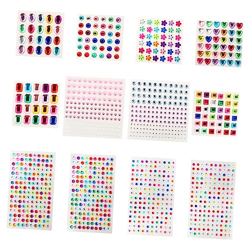 VICASKY 12 Blatt DIY Nail Art Strasssteine Selbstklebende Dekorationsaufkleber für Kreative Maniküren Hautfreundliche Materialien für Körper Nägel und Bastelprojekte von VICASKY