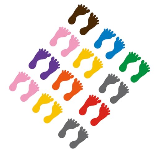 VICASKY 12 Paare wasserdichte Kindergarten Fußabdruck Aufkleber Bunte Fußprint Sticker für Boden und Wände Selbstklebend für und Kindergärten von VICASKY