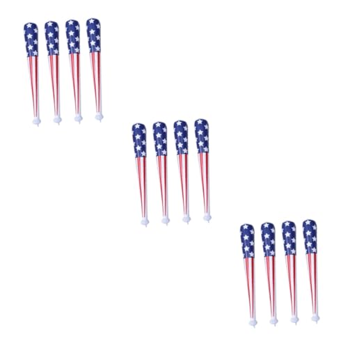 VICASKY 12 Stck. Aufblasbare Baseballschläger Amerikanischer Flagge Leichte Wiederverwendbare Partydekorationen und Jubelstäbe für Juli und Kindergeburtstag von VICASKY
