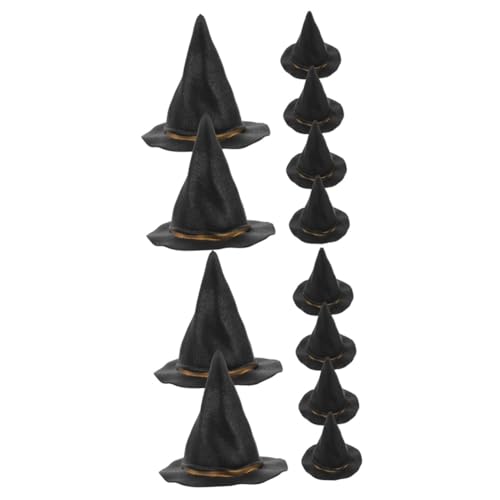 VICASKY 12 Stck. Halloween Mini Hexenhut Flaschen Deko Filzhut für Weinflaschen Partydeko und DIY Zubehör Schwarz Langlebig Vielseitig für Halloween und Karnevalspartys von VICASKY