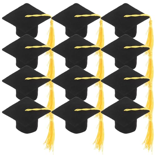 VICASKY 12 Stück Abschlusskappen Kuchendekorationen Mini Doktorhut Toppers für Graduation Party Gelbe Quasten Tortendeko für Feierliche Anlässe VICASKY 12 Stück Abschlusskappen Kuchendekorationen Mini Doktorhut Toppers für Graduation Party Gelbe Quasten Tortendeko für Feierliche Anlässe von VICASKY
