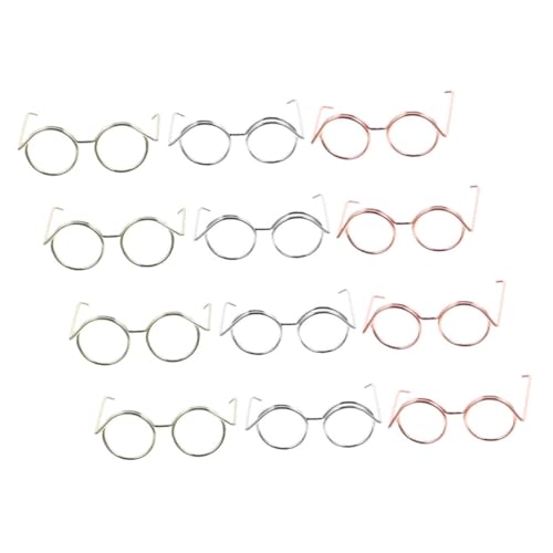 VICASKY 12 Stück Brille Spielzeugzubehör doll Accessories puppenhauszubehör Puppen-Accessoire Dollhouse Accessories Puppe verkleiden Zubehör Bastelsonnenbrille für Puppen Kupferkabel von VICASKY