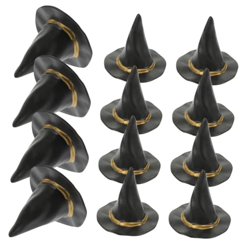 VICASKY 12 Stück Hexenhut -Dekoration Kappe Halloween -Dekorationen Blau Quaste Puppenhüte kleine Hexenhüte kleiner Hexenhut Hut für Minihauspuppe Mini-Hut Plastik Black von VICASKY