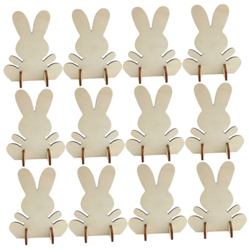 VICASKY 12 Stück Teiliges Holz osterhasen bastelset für Kleine DIY holzfiguren zum Bemalen Sichere und Kreative Osterdekoration Fördert Praktische Fähigkeiten und Kreativität für von VICASKY