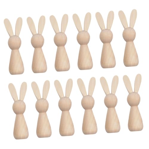 VICASKY 12 Stück Teiliges Unvollendete Holzhasen DIY Ostern Holzfiguren zum Bemalen Kreative Bastelprojekte Faderesistent Rissfest Osterdekoration für Familie von VICASKY