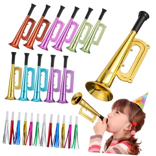 VICASKY 12 Stück Veranstaltungen Hörner Handheld Partys Tragbarer Hersteller Partyspiele Zubehör Leistung Krachmacher Lustig Mit Hochzeit Klassenzimmer Macher Blasen Bühne Krachmacher von VICASKY