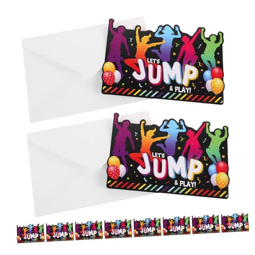 VICASKY 12Sätze Jump Geburtstagseinladungskarten mit Umschlägen Doppelseitige Einladungen für Kinderpartys Verspieltes Design für Jungen und Mädchen für Energiegeladene Feiern von VICASKY