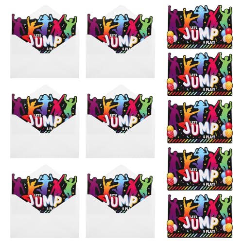 VICASKY 12Sätze Jump Theme Party Einladungen Lustige und Einzigartige Einladungskarten mit Umschlägen für Kindergeburtstage und Feiern Benutzerfreundlich und Langlebig von VICASKY