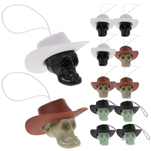 VICASKY 12Stücke Klein Schädel Dekoration für Halloween Miniatur Cowboy Hutschädel Charm für DIY und Festliche Anlässe für Partys Haunted Houses VICASKY 12Stücke Klein Schädel Dekoration für Halloween Miniatur Cowboy Hutschädel Charm für DIY und Festliche Anlässe für Partys Haunted Houses von VICASKY