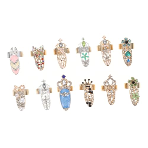 VICASKY 12Stücke Nagelkunst Dekorationen Für Damen Empfindliche Fingernägel Ringe Mit Kristallen Modeschmuck Nail Art Charms Maniküre Zubehör VICASKY 12Stücke Nagelkunst Dekorationen Für Damen Empfindliche Fingernägel Ringe Mit Kristallen Modeschmuck Nail Art Charms Maniküre Zubehör von VICASKY