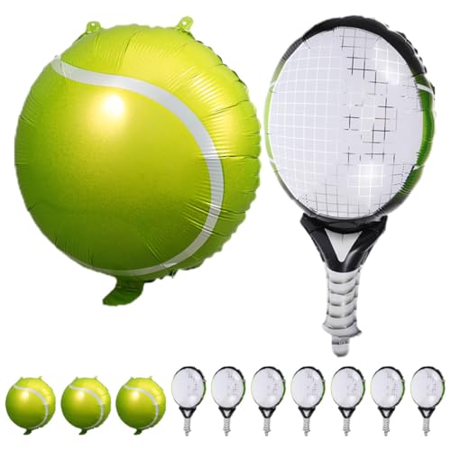 VICASKY 12Stücke Tennisschläger und Tennisball Folienballons Große Luftballons für Sport Motto Geburtstagsfeiern Kreative Partydekoration für Erwachsene von VICASKY