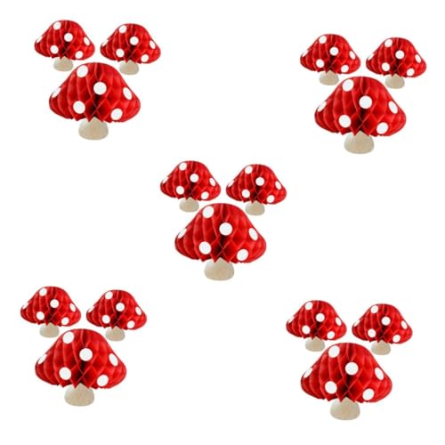 VICASKY 15 Stck. Teiliges Pilz Honigwaben Deko Hängend Vielseitig für Geburtstag Shower Party Elegante Pflegeleichte Tisch und Wanddekoration Minimalistisches Design Einfach zu Montieren von VICASKY