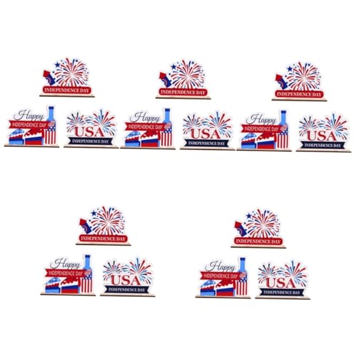 VICASKY 15 Stk. Independence Day Holzdeko Teiliges Patriotische Holzornamente für Wohnzimmer Tischdeko Langlebige Holzhandwerkskunst Festtagsdekoration und Geschenkidee von VICASKY