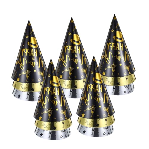 VICASKY 15 Stück Teiliges Year Partyhüte aus Leicht und Bequem Festliches Design in Schwarz Gold und Silber Konische für Erwachsene bei Silvesterfeiern von VICASKY