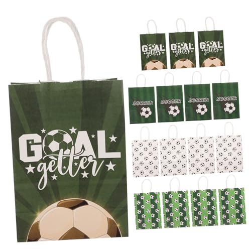VICASKY 16 Stück Geschenktüte mit Fußballmotiv Fußballgeschenke Taschen für Fußballpartys Geschenktüten für gesteckt susigkeiten Papiertüte Partytüten für von VICASKY