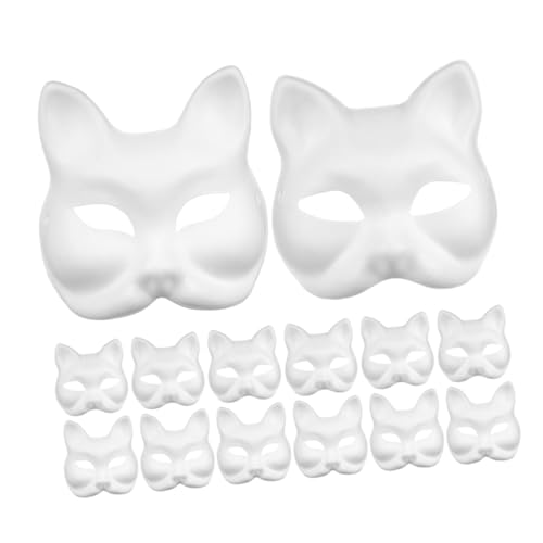 VICASKY 16 Stück Teiliges DIY Blanko Pappmaché Masken Katzen und Fuchs Halbgesicht Masken zum Bemalen für Fasching Halloween Party Dekorationen Vielseitig Bemalbar für Gruppenaktivitäten VICASKY 16 Stück Teiliges DIY Blanko Pappmaché Masken Katzen und Fuchs Halbgesicht Masken zum Bemalen für Fasching Halloween Party Dekorationen Vielseitig Bemalbar für Gruppenaktivitäten von VICASKY