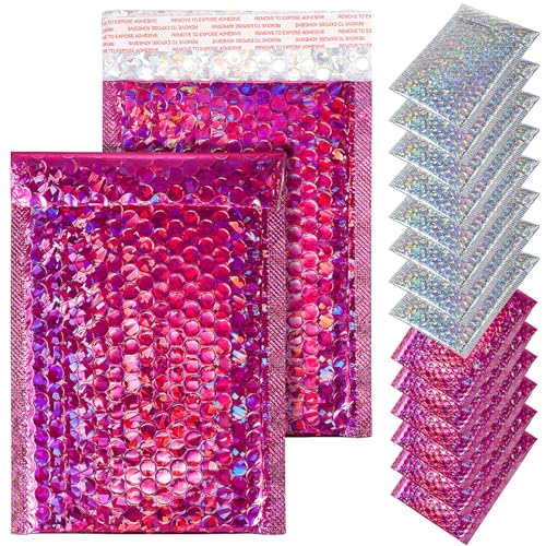 VICASKY 16er Set Gepolsterte Versandtaschen - Glitzernde Blasenumschläge in Verschiedenen Größen - Ideal Für Kleidung Und Geschenkverpackungen Robuste Folie Für Sicheren Versand von VICASKY