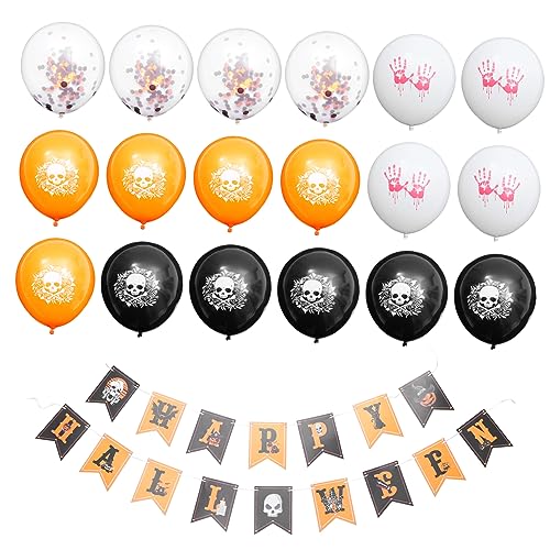 VICASKY 19Stücke Teiliges Halloween Dekorationsset mit Pull Flaggen und Luftballons Papierbanner für Halloween Party Dekoration für Schaurige Feiern VICASKY 19Stücke Teiliges Halloween Dekorationsset mit Pull Flaggen und Luftballons Papierbanner für Halloween Party Dekoration für Schaurige Feiern von VICASKY