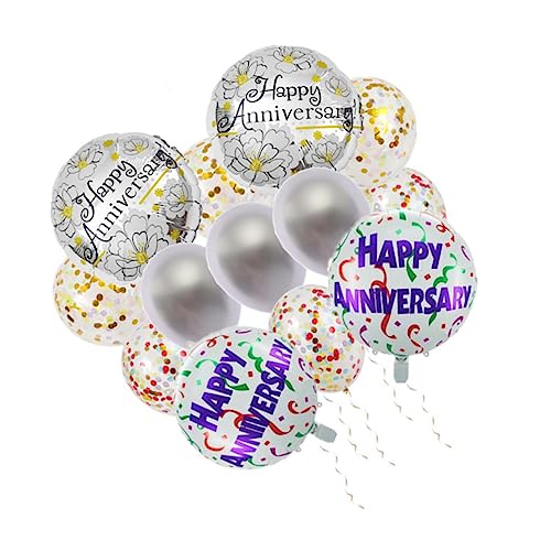 VICASKY 1Satz Happy Anniversary Ballon Teilig Aluminiumfolie Ballons Metallic Konfetti Ballons Weiße Schnur von VICASKY
