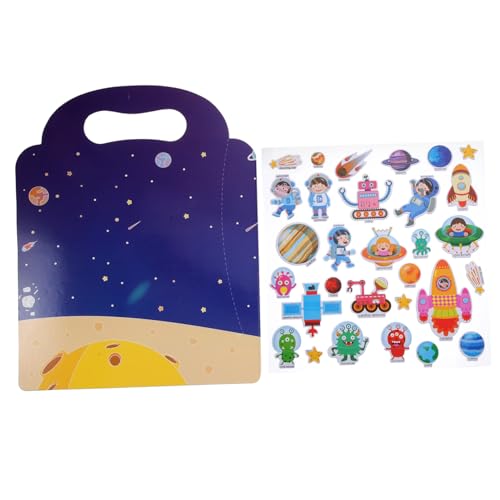 VICASKY 1Satz Wiederverwendbares Aufkleberbuch für Cartoon Motiven für Kreative Aktivitäten zu Hause oder Unterwegs Praktischem Tragegriff Ablösbare Sticker von VICASKY