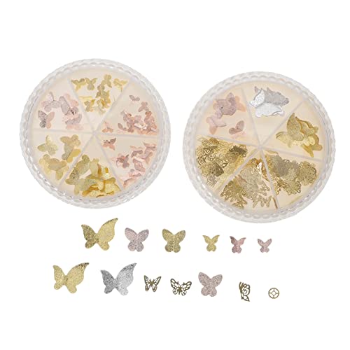 VICASKY 2 Boxen Boxen Metall Schmetterling Nagel Charms Nail Art Dekorationen für Maniküre und Einfache Diy Nagelverzierungen für Naturnaegel und Kunstnägel von VICASKY