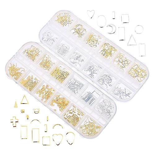 VICASKY 2 Boxen Zinklegierung Nagelkunst Dekorationen Fächer Maniküre Ornamente Aufbewahrungsbox und Langlebig für DIY Nageldesign und für von VICASKY