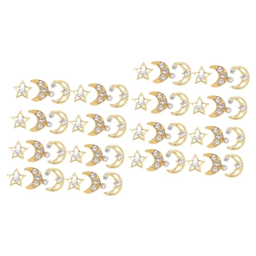 VICASKY 2 Sätze Charms Dekorative Nail Art Schmuckstücke Für Diy Nageldesigns Mond Stern Motive Für Nägel Und Handarbeiten 30 Stück * 2 von VICASKY