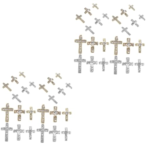 VICASKY 2 Sätze Legierungsknotenschmuck Strasssteine Strassnagelzauber Nageldekore Kreuz Nagel Charms Nagel Charme Nagelanhänger Für Acrylnägel Nagelkunstzubehör Zinklegierung 60 Stück * 2 von VICASKY