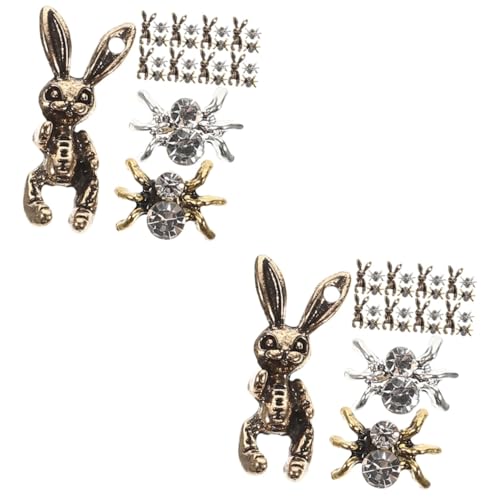 VICASKY 2 Sätze Schmuck Mit Nageldiamanten Nagel Charme Metallisch Nagelzubehör Nagel Charms Reiz Geldschild Nagelzauber Winzige Nageledelsteine Spinnen-nagelabziehbilder 30 Stück * 2 von VICASKY