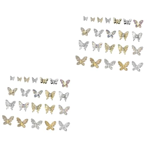 VICASKY 2 Sätze Teiliges Schmetterlings Nagelschmuck Nail Art Charms Metallische Dekoration Für Maniküre Geeignet Für Natürliche Und Künstliche Nägel 22 Stück * 2 VICASKY 2 Sätze Teiliges Schmetterlings Nagelschmuck Nail Art Charms Metallische Dekoration Für Maniküre Geeignet Für Natürliche Und Künstliche Nägel 22 Stück * 2 von VICASKY