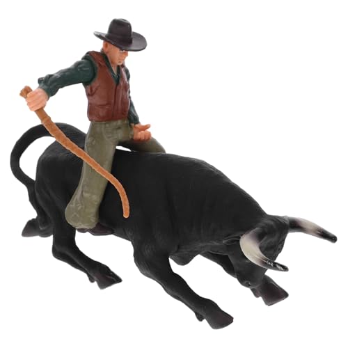 VICASKY 2 Sätze Western-Cowboy-stier Bullenreitfigur Minispielzeug Für Kinder Geburtstagsgeschenk Für Kinder Stier Spielzeug Tischdekoration Mini-dekor PVC Esstisch Kindertisch Kleinkind von VICASKY