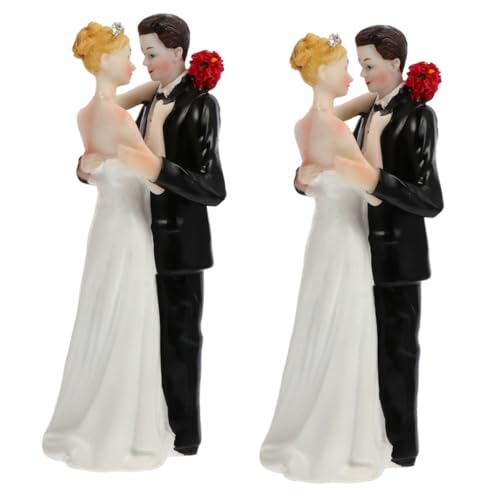 VICASKY 2 Stck. Hochzeitskuchendeko Resin Brautpaar Figur Hochzeitstorte Ornament Verarbeitung Glatte Oberfläche Party Stimmungsschmuck von VICASKY