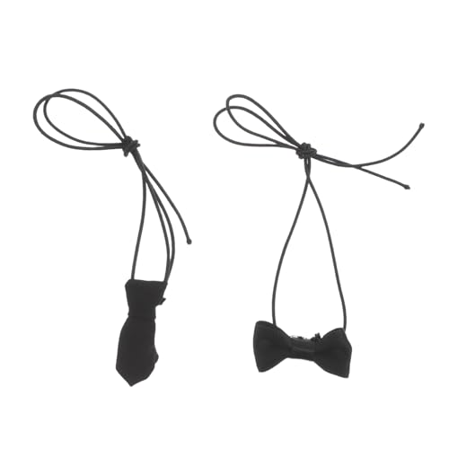 VICASKY 2 Stück Baumwollpuppe Mini-Krawatte Puppenbekleidungszubehör Tiny Action Clothing Krawatte Mini Dolls Krawatte DIY -Puppen Verkleiden Kleidung Krawatte Für Mini-Puppen Stoff Black von VICASKY