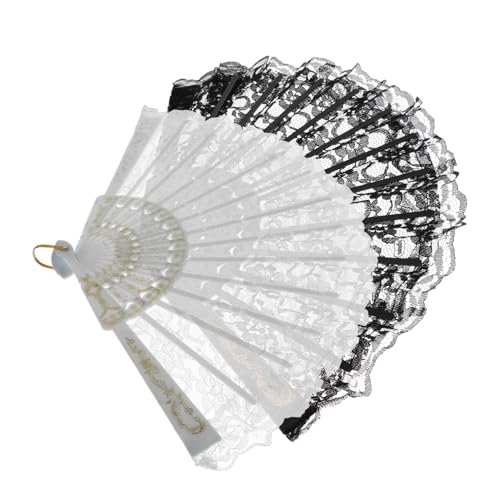 VICASKY 2 Stück Chinesische Spitzenfächer Eleganter Handgehaltener Retro Fächer für Damen Vielseitig als Kühlung Fotorequisite Party Hochzeitsdeko Geeignet von VICASKY