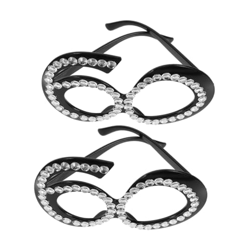 VICASKY 2 Stück Geburtstagsbrille Glitzernde Rhinestone Foto Requisiten Partybrille für Feier Zubehör von VICASKY