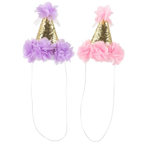 VICASKY 2 Stück Glitzernde Partyhüte Kindergeburtstag Geburtstagskegel Mädchen Prinzessin Hüte Komfortables Material Partydekoration Feier von VICASKY