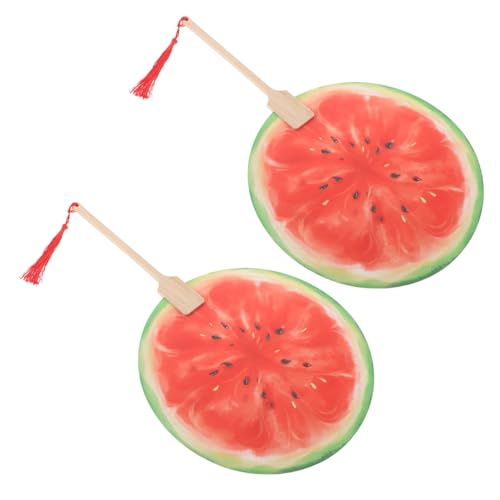 VICASKY 2 Stück Handgemalte Wassermelonen Papierfächer für Sommerreisen Hochzeiten und Outdoor Events als Fotorequisit für Partys Zufällige Farbe von VICASKY